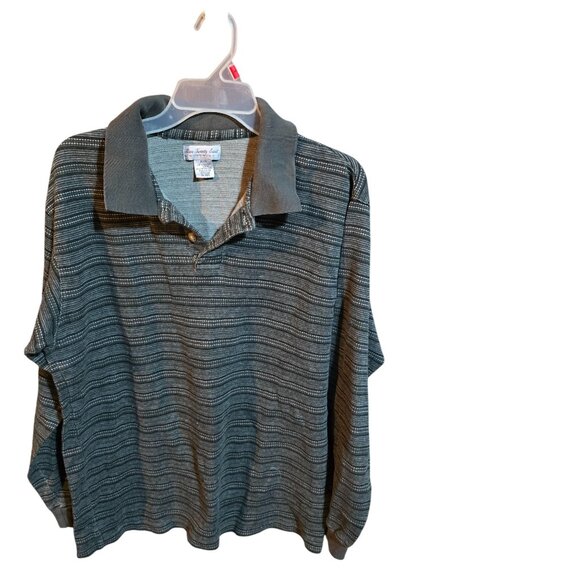 Nine Twenty east Gray Striped Long Sleeve Top Mens Size Medium - Picture 1 of 3